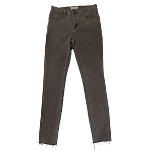 Madewell Women 26 Jeans Gray 9” Hi Rise Skinny Stretch Denim Distressed